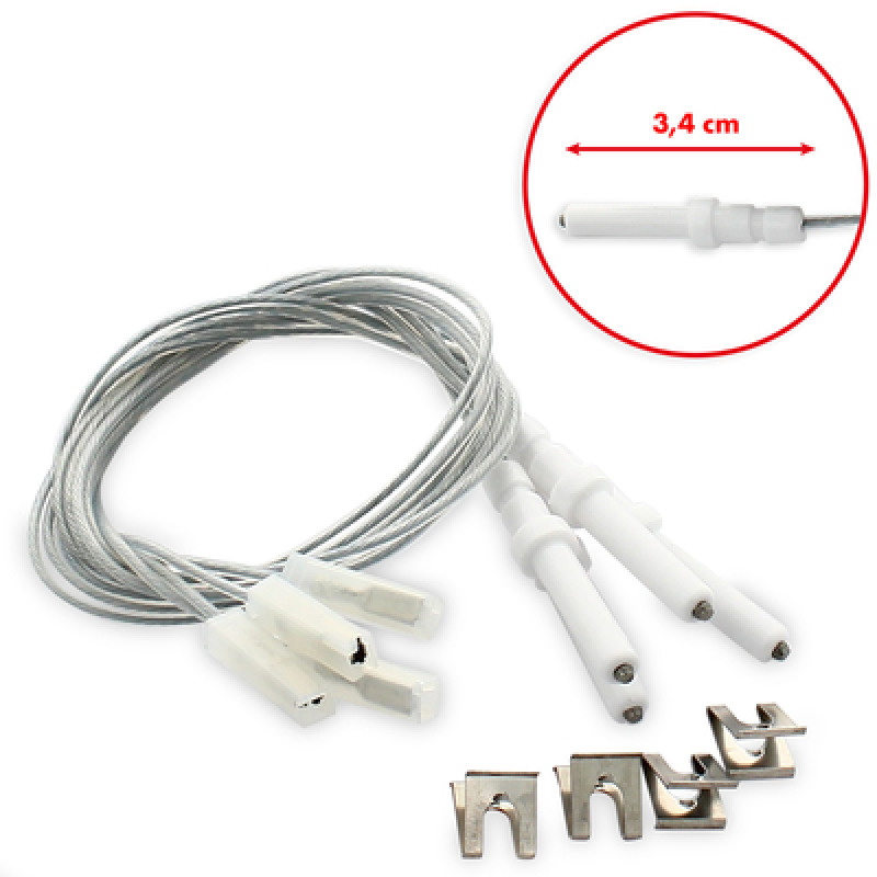 ELECTRODE / LIGHTER 500MM LENGTH SET WITH 4 SPARK PLUG FOR GAS APPLIANCE INDESIT / ARISTON C00053244
