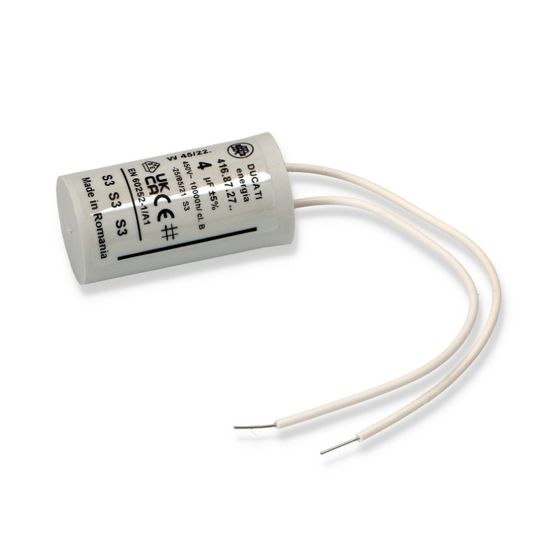 RUNNING CAPACITOR 4 mF WITH CABLE 28X55MM UNIVERSAL