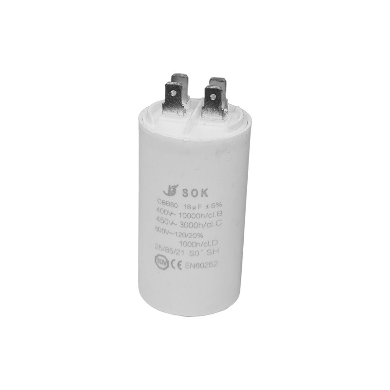 RUNNING CAPACITOR 18 µF FOR HOUSEHOLD APPLIANCES UNIVERSAL