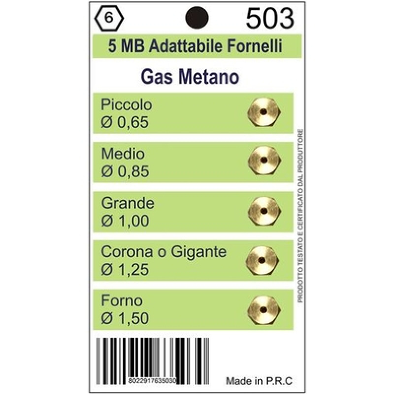 KIT DUZE PENTRU APARATE PE GAZ 5MV METAN