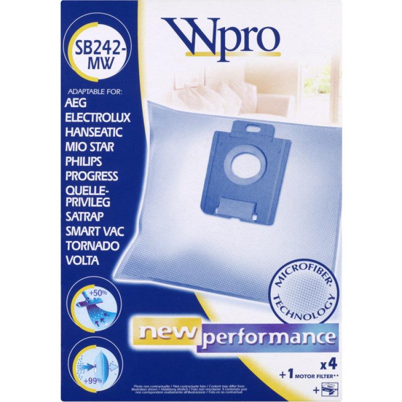 MICROFIBER BAGS 4 PCS+1 FILTER WPRO BS30-MW