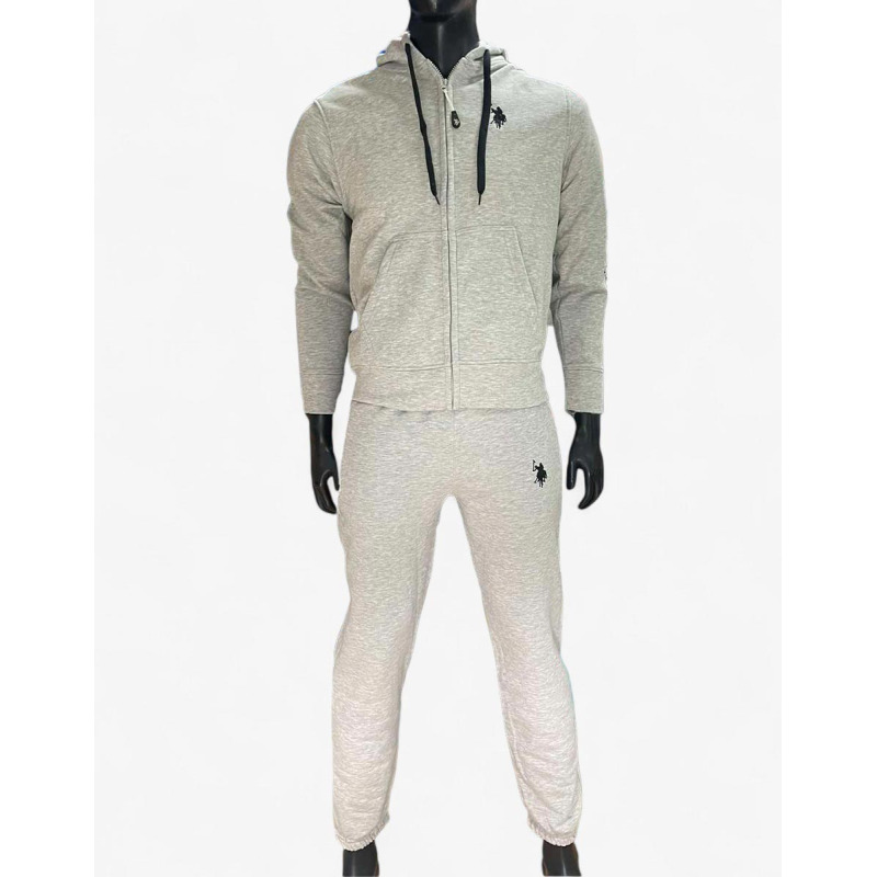 US POLO Full Zip Hooded Tracksuit Grey