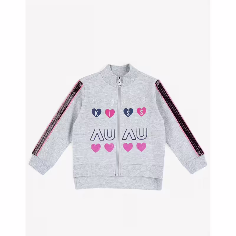 CHICCO Girls Full-Zip Track Top Light Grey/Pink