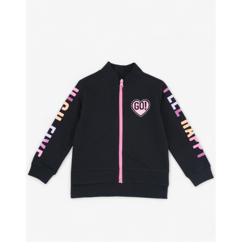 CHICCO Girls Full-Zip Track Top Black/Pink