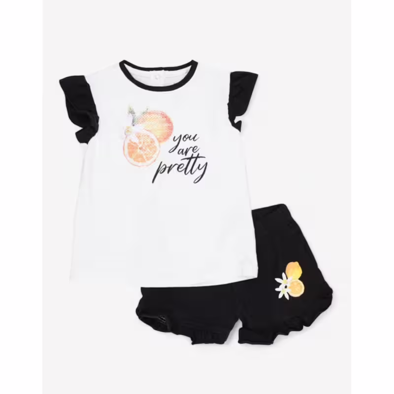 CHICCO Girls Shorts And Tank Top Set White/Black