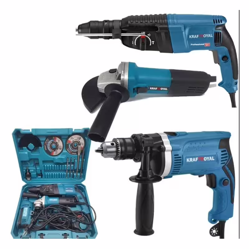 Ъглошлайф, перфоратор, ударна бормашина, Kraft Royal, 220VAC, к-т
