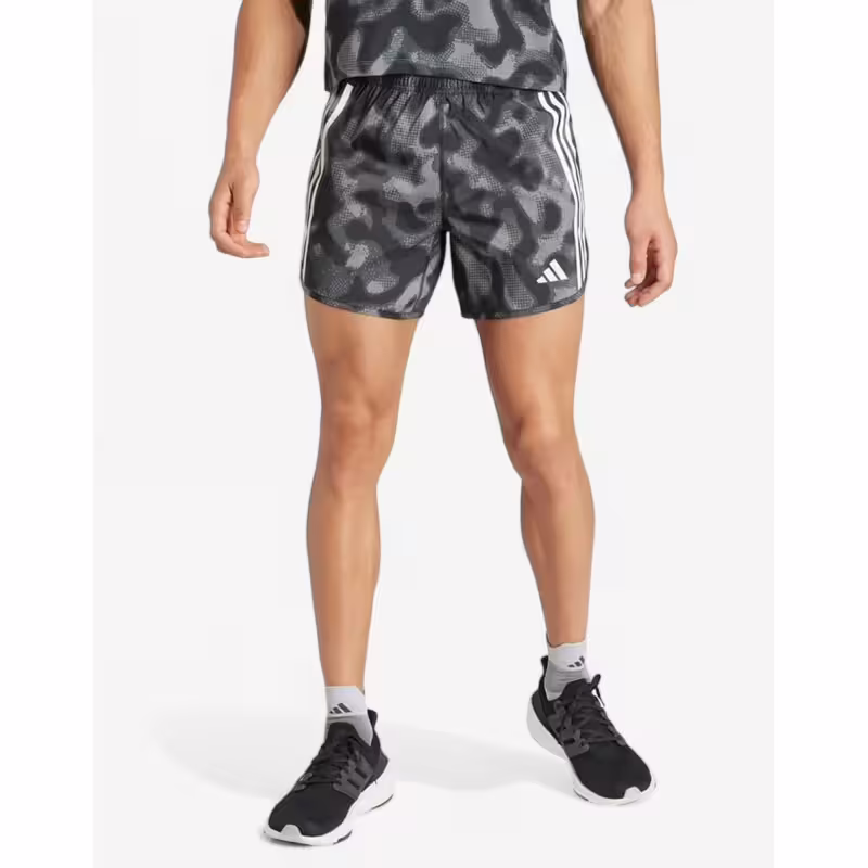 ADIDAS Own the Run 3-Stripes Allover Print Shorts Grey