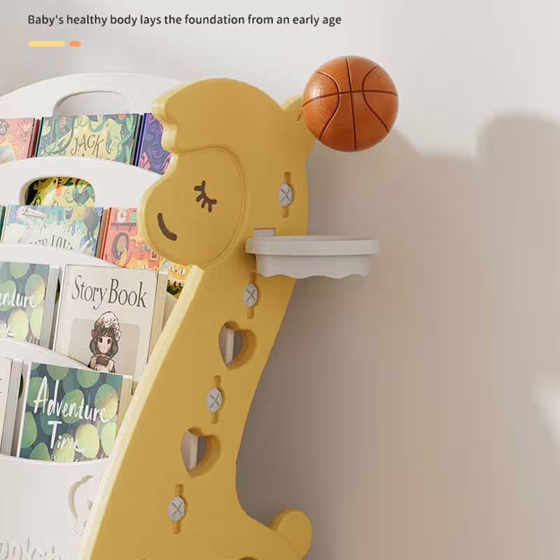 Детска комбинирана етажерка за книги и играчки - Кафява Алпака