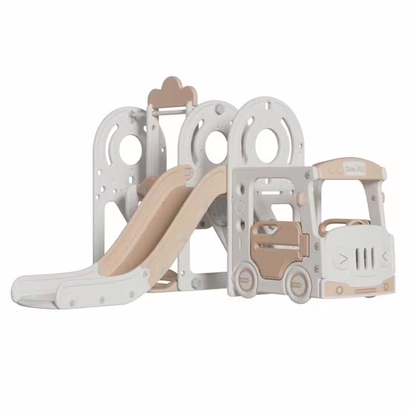Детски център за игра 4 в 1, Автобус в кафяв цвят