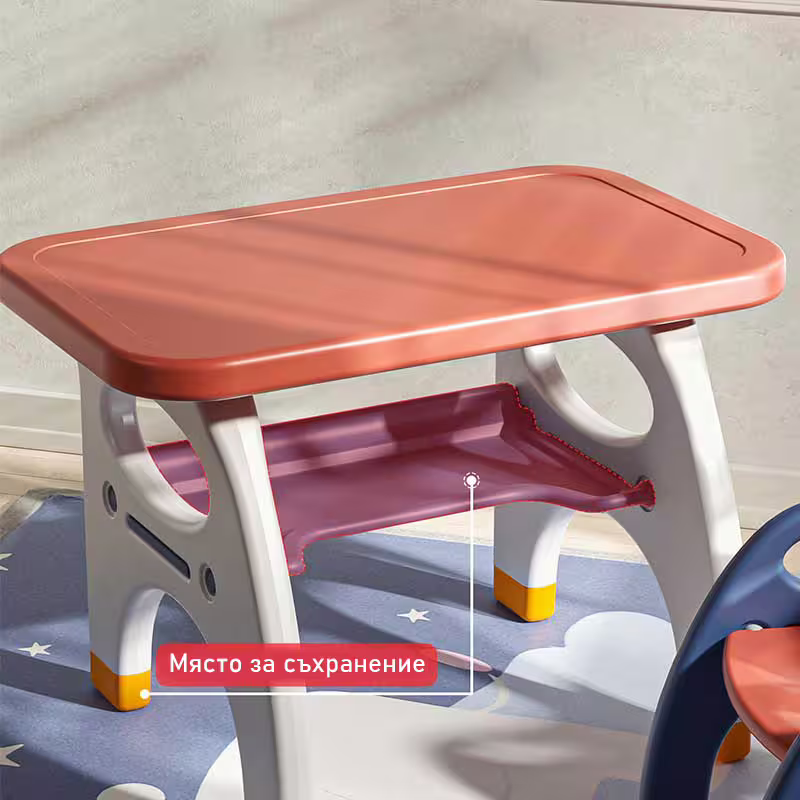 Детско бюро за писане и рисуване със столче в червен цвят