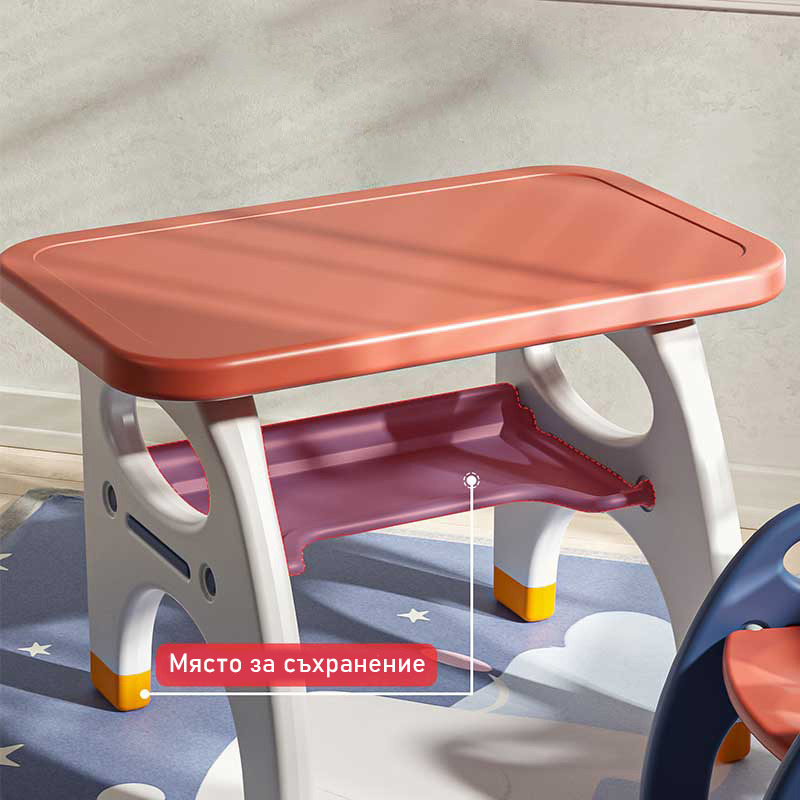 Детско бюро за писане и рисуване със столче в червен цвят