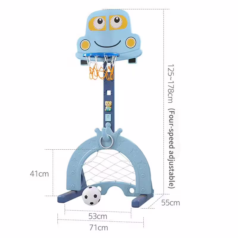 Интерактивен баскетболен кош 6 в 1, светлосин цвят
