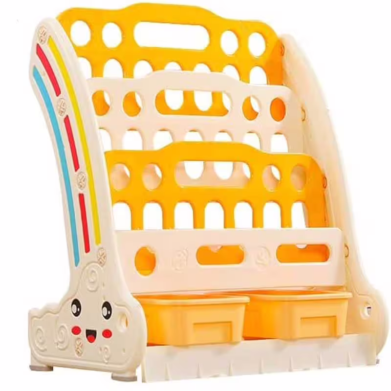 Комбинирана детска етажерка за книги и играчки Feelkids - жълта