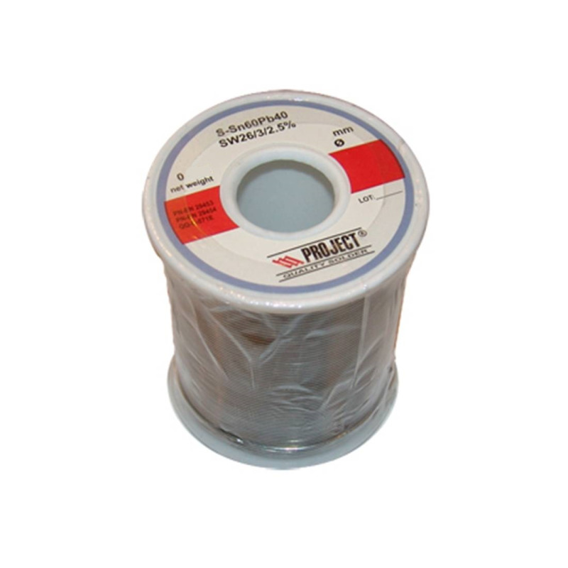 Тинол за запояване PROJECT, Ф0,8mm, 500g, Sn60, Pb40, 2,5%
