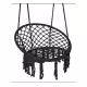 Люлка стол, въжена, висяща, възглавница, черна, 150kg, 800x600x1200mm