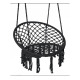 Люлка стол, ратанова, висяща, възглавница, черна, 150kg, 800x600x1200mm
