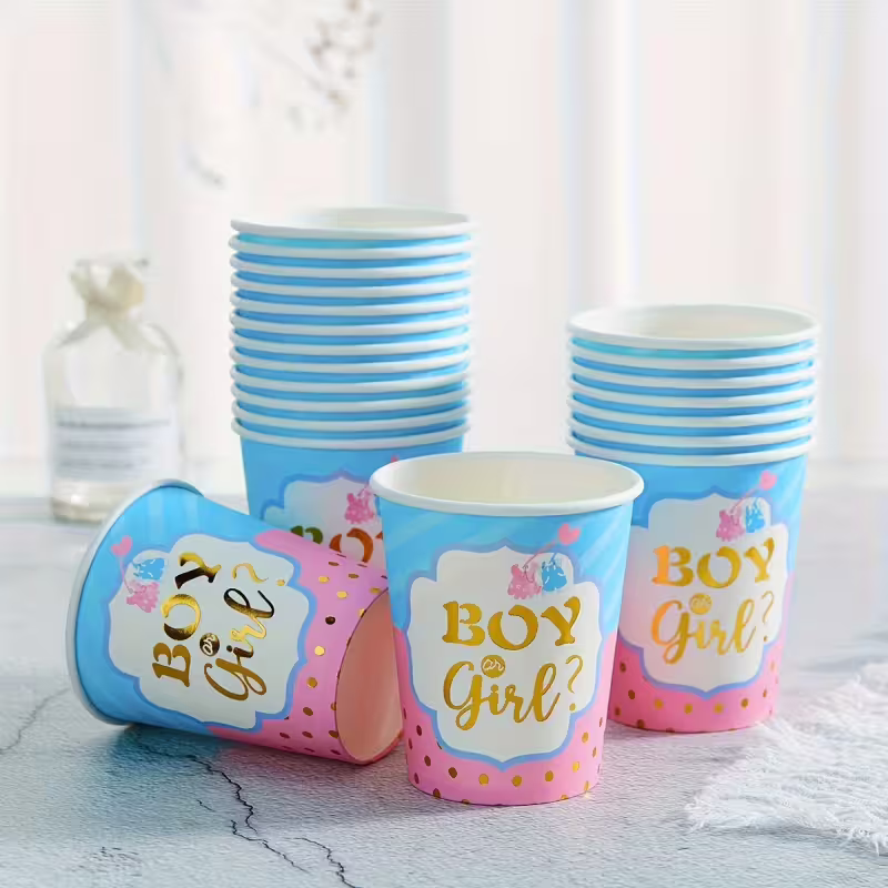 Парти чаши "Момче/момиче (Boy/Girl)", 6 бр комплект, декорация за парти, пол на бебе