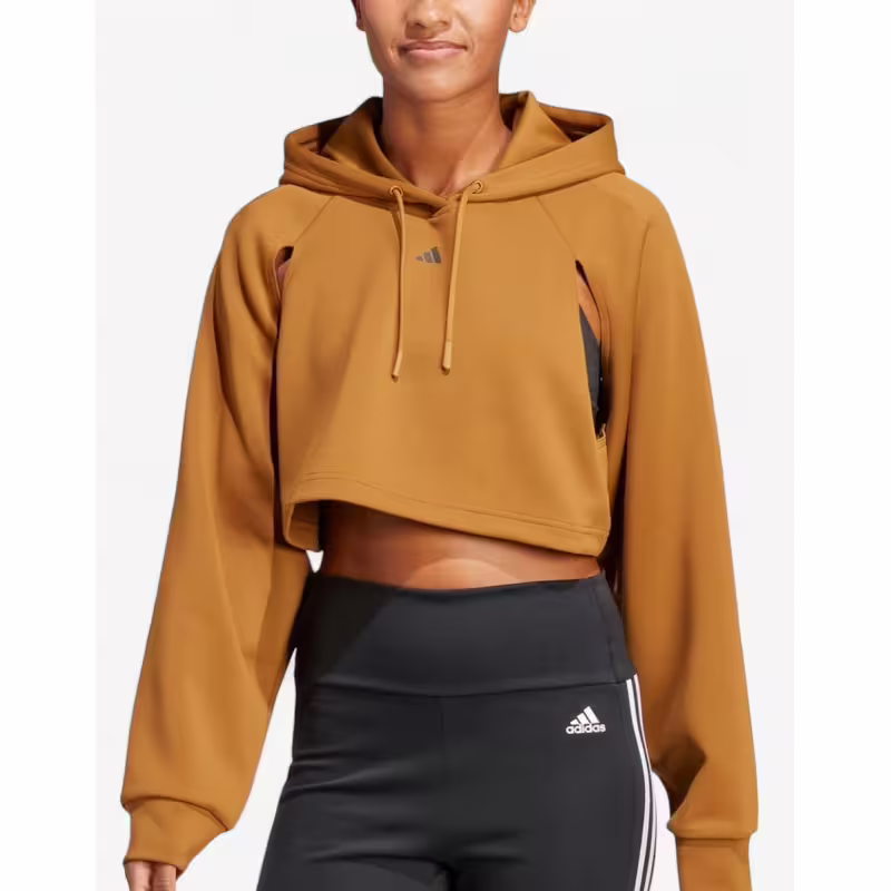 ADIDAS Hiit Aeroready Crop Training Hoodie Brown