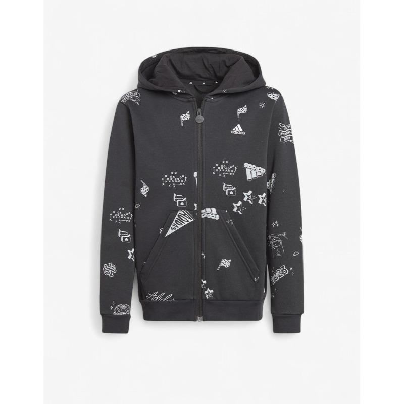 ADIDAS Sportswear All Over Printed Full-Zip Hoodie Black