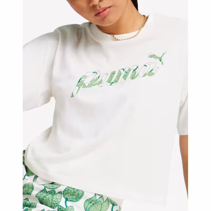 PUMA Blossom Short Graphic Tee White/Green