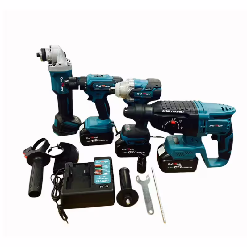 Перфоратор, винтоверт, ъглошлайф, гайковерт, Kraft Royal, зелени, 36VDC, 8Ah, к-т