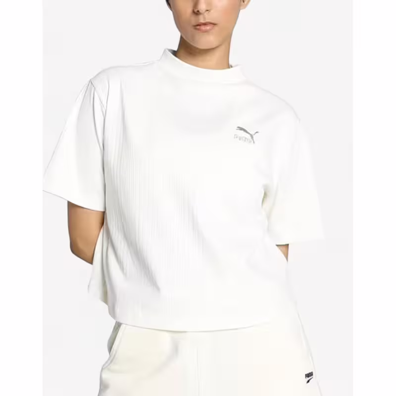 PUMA Classics Mock Neck Tee Frosted Ivory