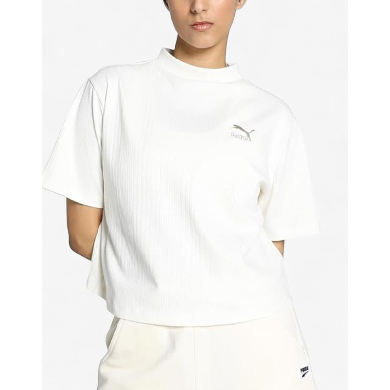 PUMA Classics Mock Neck Tee Frosted Ivory
