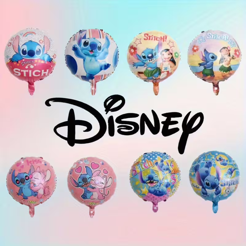 Фолиев балон "Стич (Stitch)" 43 см, кръгъл, тематичен рожден ден, декорация, различни видове