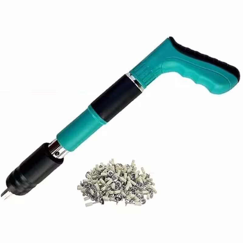 Пистолет, пирони с заряд, пневматичен, зелен, Ф7,3x25mm, к-т