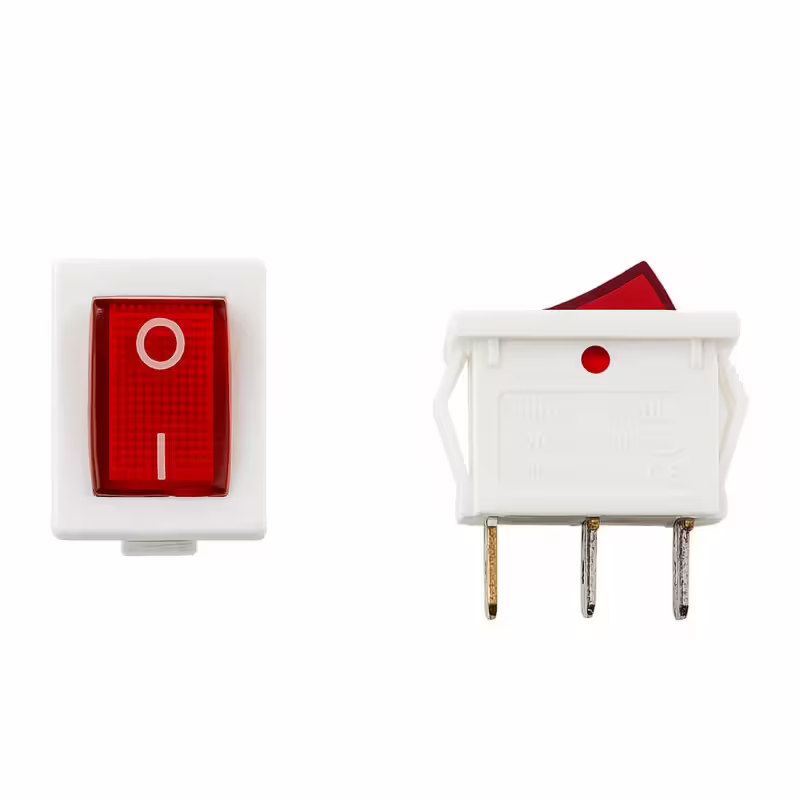 Ключ KCD1-106N, 3pin, 2 положения, червен, 250VAC, 6A, 19x13mm, SPST