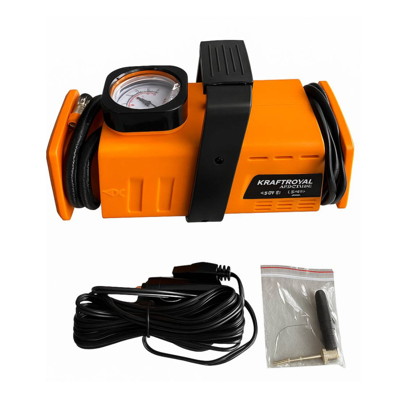 Компресор за гуми Kraft Royal, агрегат, оранжев, 220VAC, 12VDC, 7bar, 98W