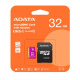 MicroSDHC UHS-1, карта памет ADATA, клас 10, адаптер, 32GB