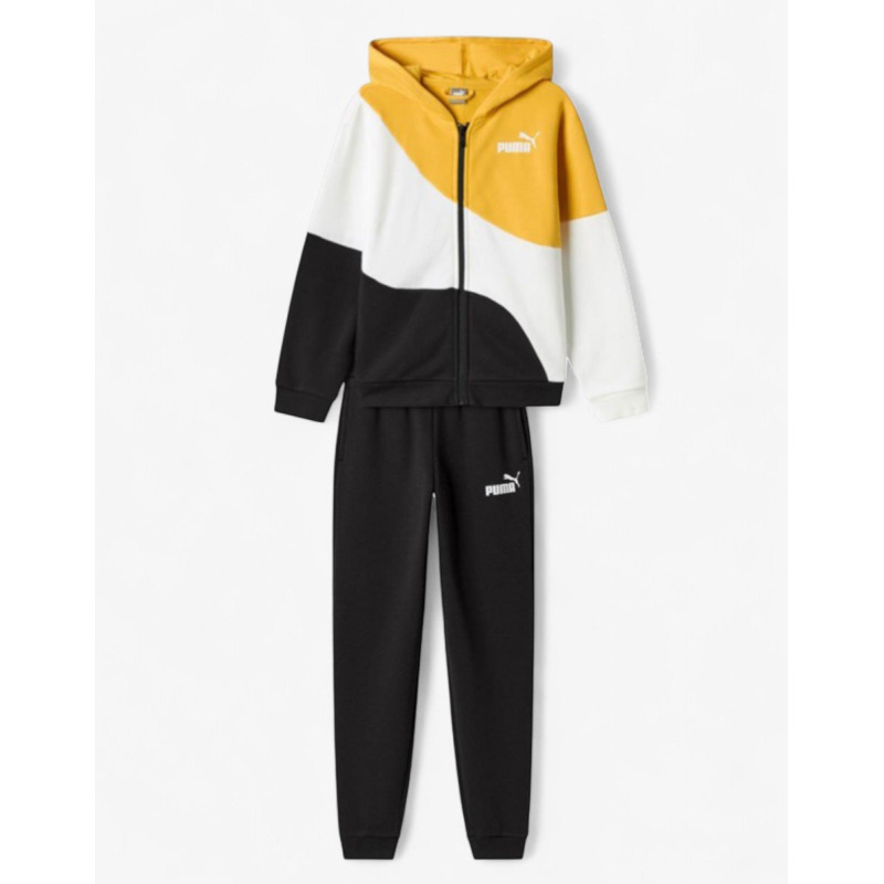 PUMA Power Cat Full-Zip Tracksuit  Black/Yellow