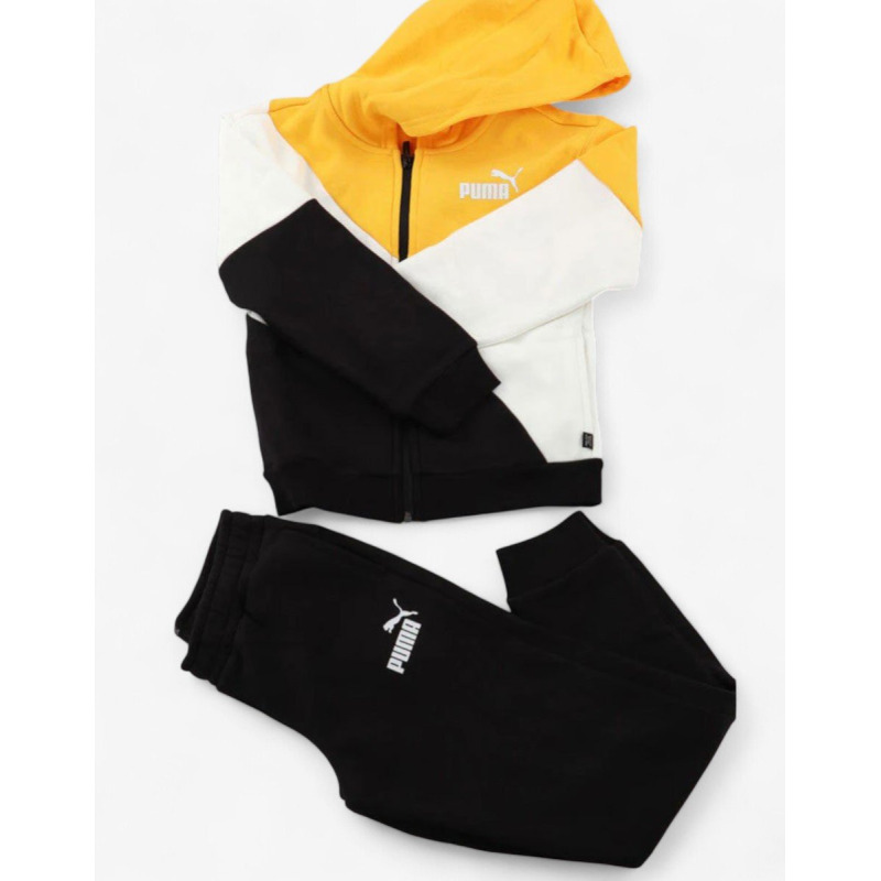 PUMA Power Cat Full-Zip Tracksuit  Black/Yellow