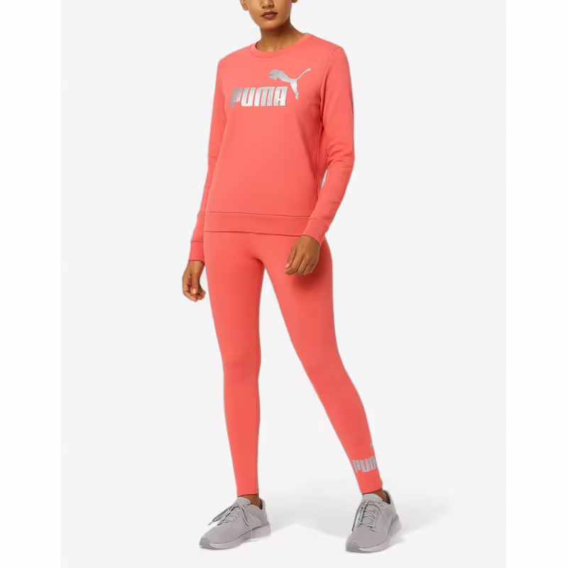 PUMA Logo Crew And Leggings Set Pink