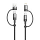 Кабел за данни DeTech DE-54UCI, 4в1 USB-Lightning/Type-C Type-C - Type-C, 1.0m, Черен - 40535
