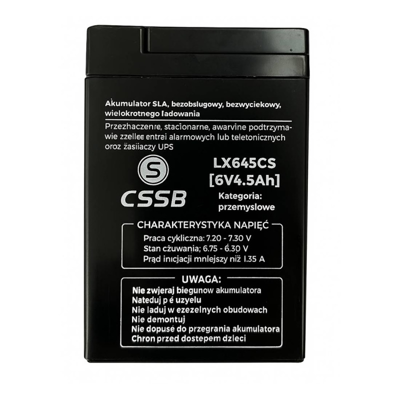 Акумулаторна, оловна батерия CSSB, 6VDC, 4,5AH, 70х47х100mm
