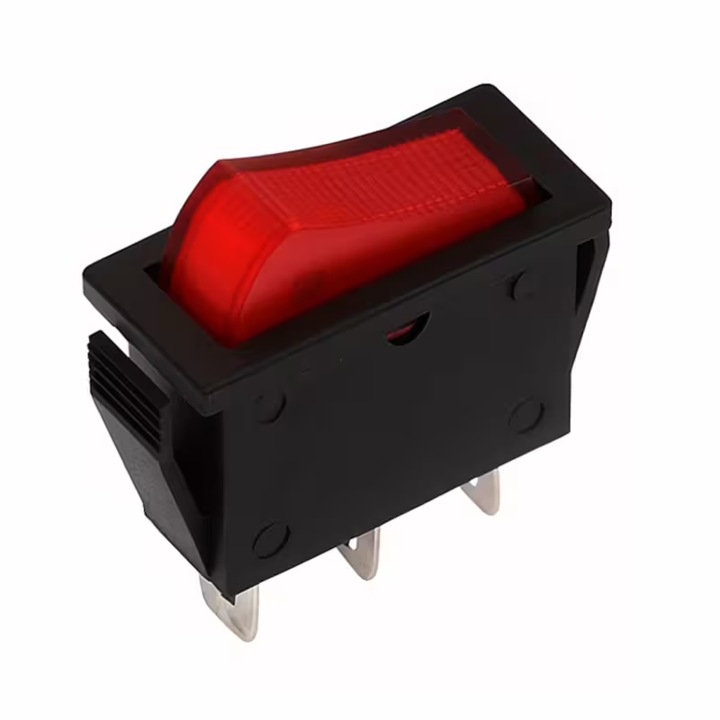 Ключ T120-33, 3pin, 2 положения, светещ, червен, 250VAC, 15A, 28x11mm, SPST