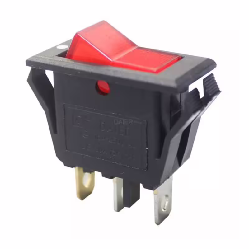 Ключ YIS-22, 3pin, 2 положения, светещ, червен, 250VAC, 15A, 28x13mm, SPST