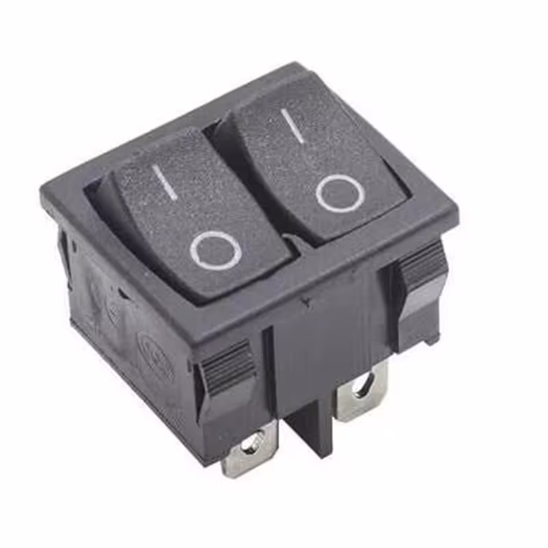 Двоен ключ T120-1, 4pin, 2х2 положения, черен, 250VAC, 3A, 22x19mm, DPDT