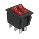Двоен ключ T120-11, 6pin, 2х2 положения, светещ, червен, 12VDC, 15A, 28x22mm, DPST