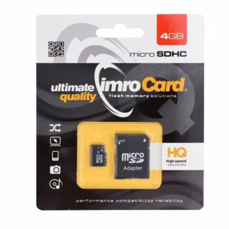 MicroSDHC UHS-1, карта памет IMRO, клас 10, адаптер, 4GB