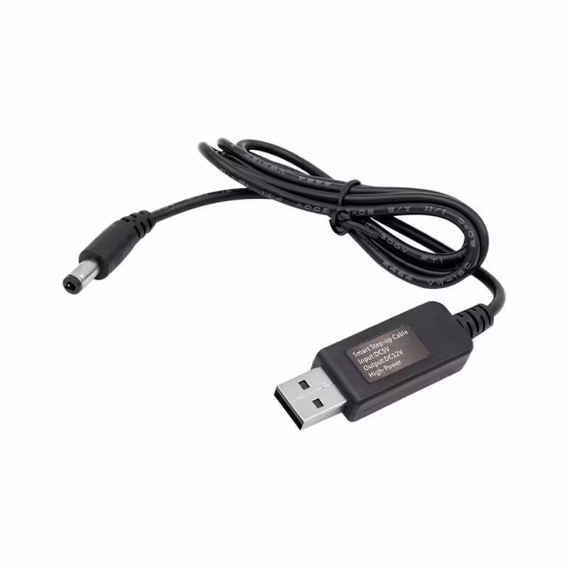 Кабел с конвертор USB-A, 5,5x2,5, 5,5x2,1, 1m, 12VDC