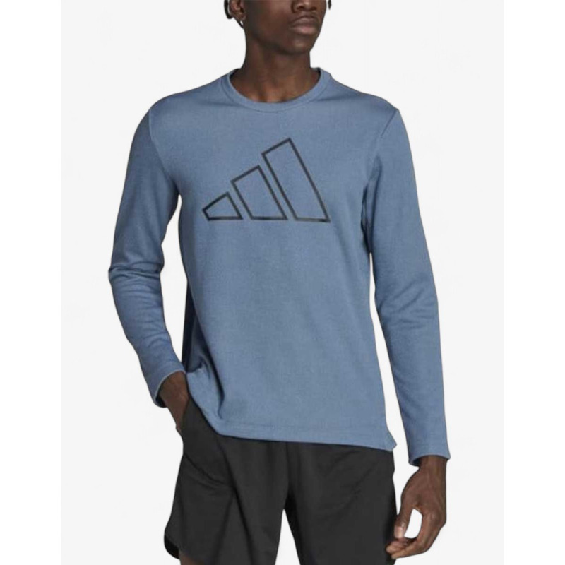 ADIDAS Train Icons 3 Bar Logo Training Crew Blouse Blue