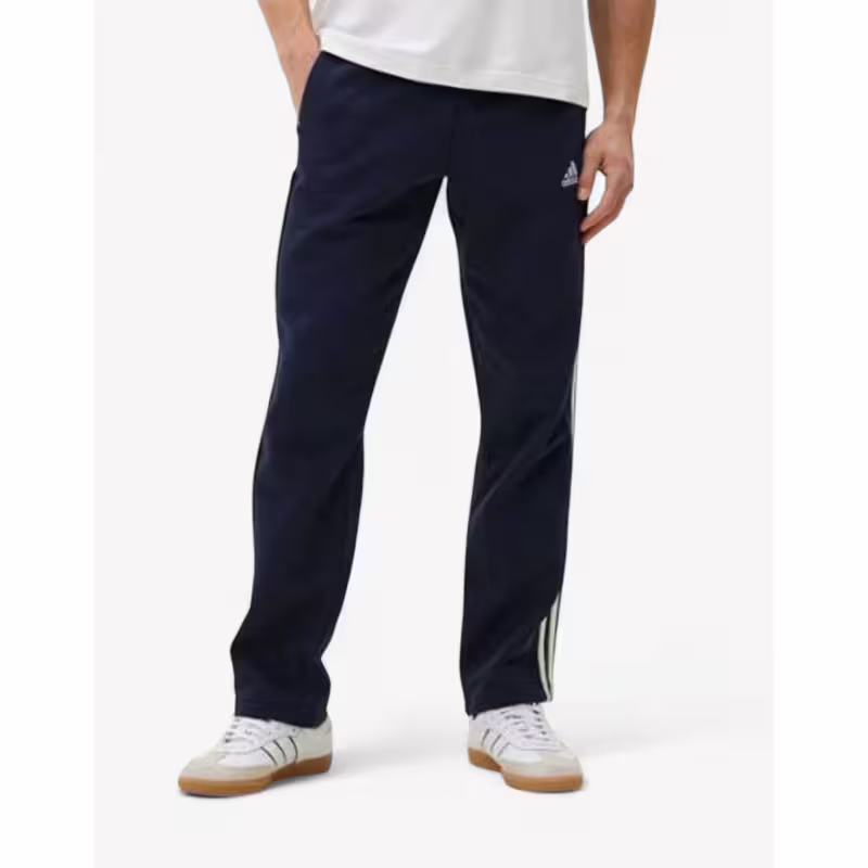 ADIDAS Essentials 3-Stripes Open Hem Fleece Pants Dark Blue