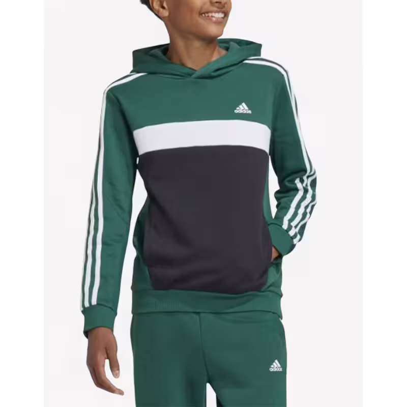 ADIDAS Sportswear Tiberio 3-Stripes Colorblock Fleece Hoodie Green