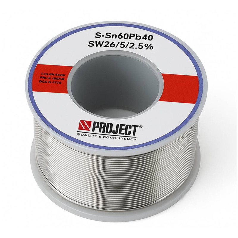 Тинол за запояване PROJECT, Ф0,8mm, 1000g, Sn60, Pb40, 2,5%