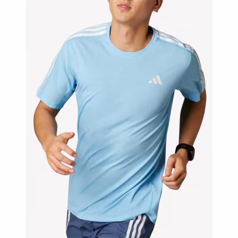 ADIDAS Own The Run 3-Stripes Tee Blue