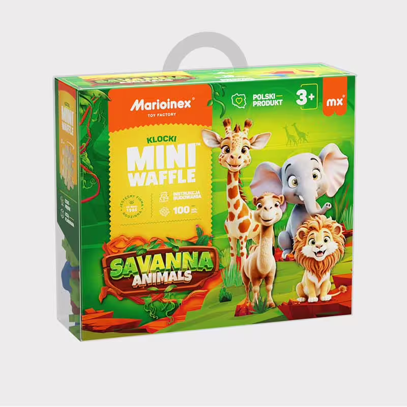 Мини вафлен конструктор Marioinex "Животни от саваната", 100 части