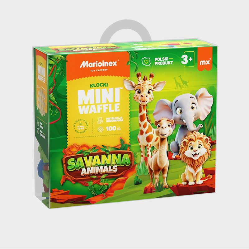 Мини вафлен конструктор Marioinex "Животни от саваната", 100 части